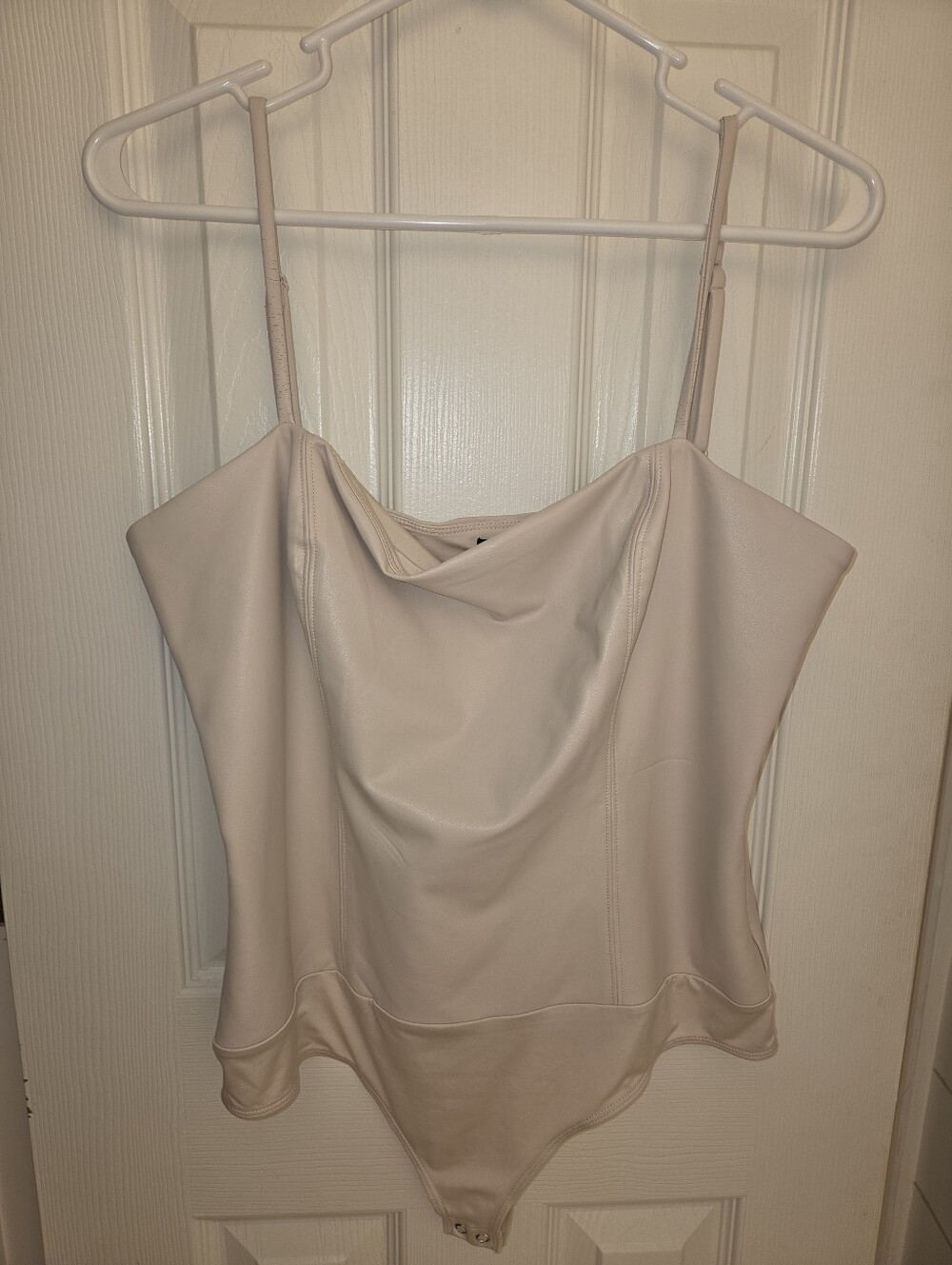 Express Faux Leather Cream Bodysuit